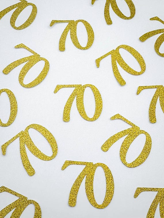 70th Birthday Party Confetti: Glitter Number 70 Confetti For Milestone Celebrations