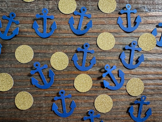 Navy and Gold Anchor Nautical Party Confetti