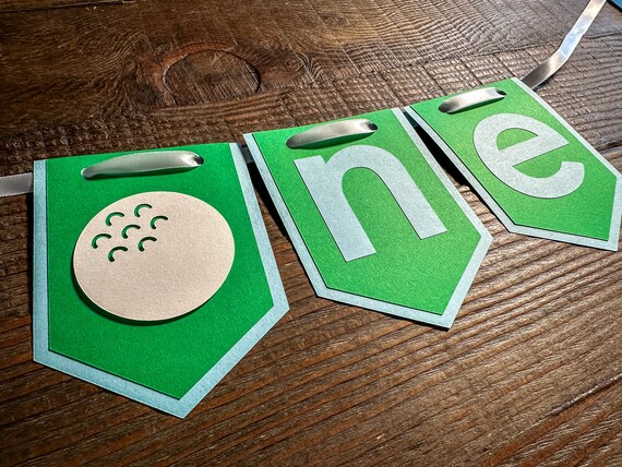 Golf One High Chair Banner Light Blue and Green Hole in One Party