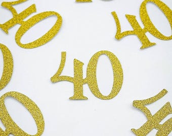Number 40 Glitter Confetti – 40th Birthday or Anniversary