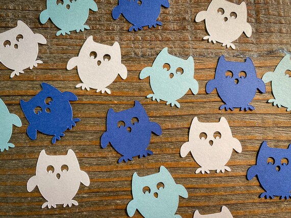Blue, White, and Navy Owl Birthday Party Baby Shower Confetti