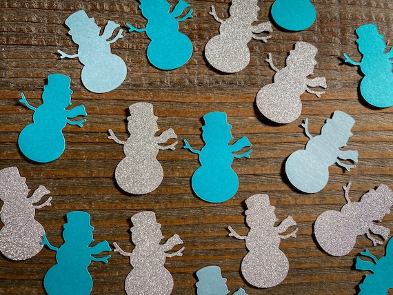 Teal, Blue, and Silver Snowman Winter Party Confetti
