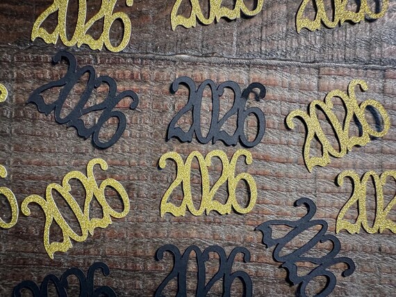 Black and Gold 2026 Graduation Party Confetti