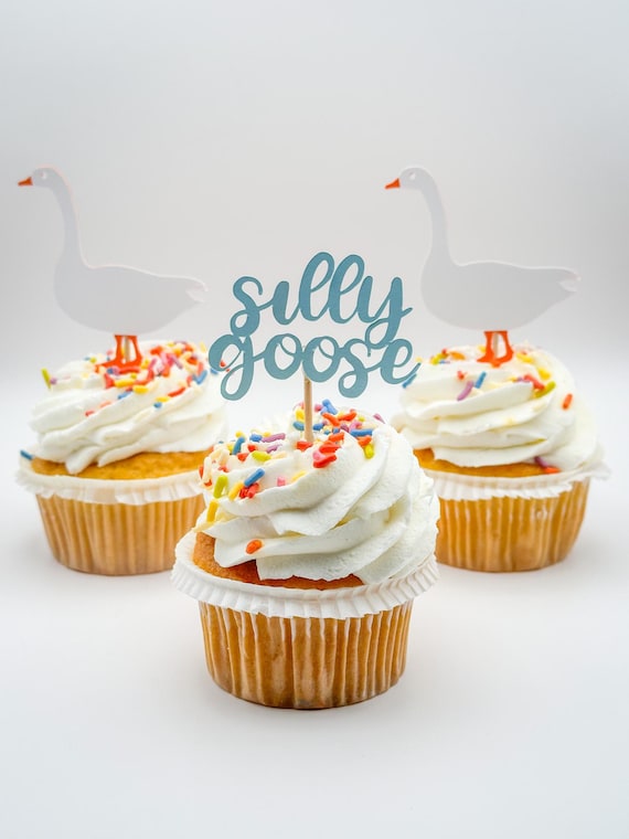 Silly Goose Party Cupcake Toppers – Set of 12  Goose Birthday Decor