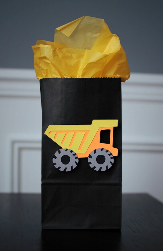 Yellow and Black Construction Party Favor Bag