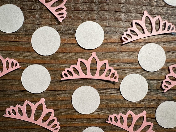 Pink Crown and White Circle Princess Party Confetti
