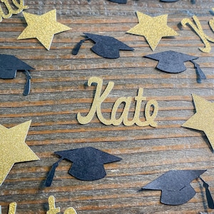 Personalized Gold Graduation Confetti with Stars
