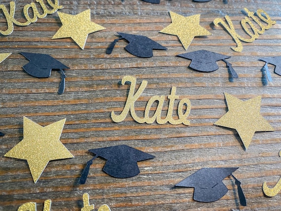 Personalized Gold Graduation Confetti with Stars