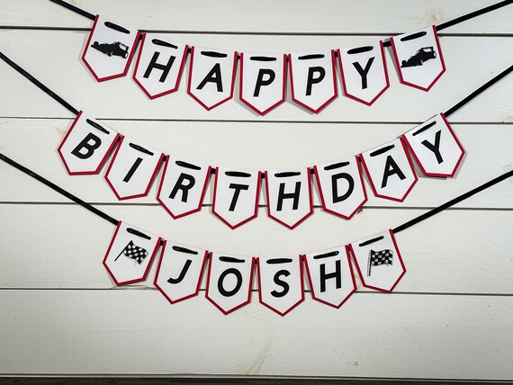 Personalized Happy Birthday Race Car Banner