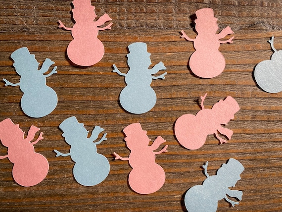 Pink and Blue Snowmen Baby Shower Gender Reveal Party Confetti