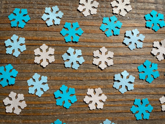 Blue, Teal, and Gray Snowflake Winter Party Confetti