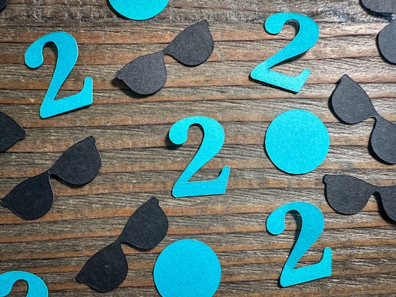 Cool Dude Birthday Party Confetti Personalized Age Black and Teal