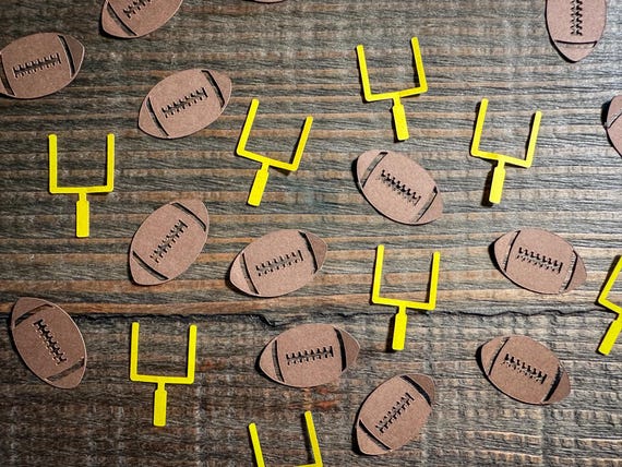 Football Party Confetti with Footballs and Goal Posts