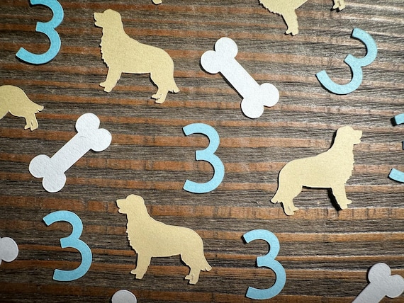 Dog Birthday Age Confetti – Custom Number Party Decor | Puppy Pawty Table Scatter | 100 Pieces