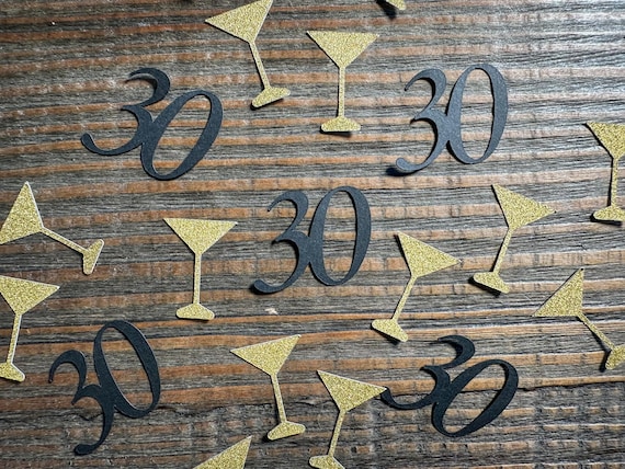 Personalized Age Dirty Thirty Martini Glass Confetti