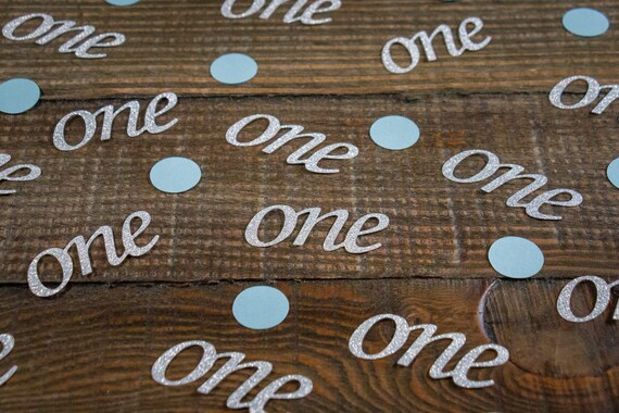 Silver and Blue First Birthday Confetti