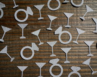 Martini Glass and Engagement Ring Bachelorette Party Confetti