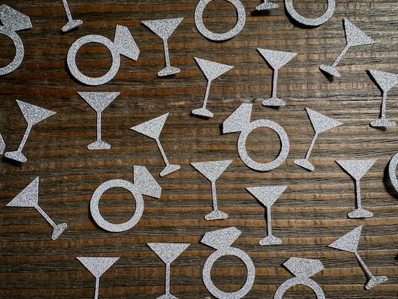 Martini Glass and Engagement Ring Bachelorette Party Confetti