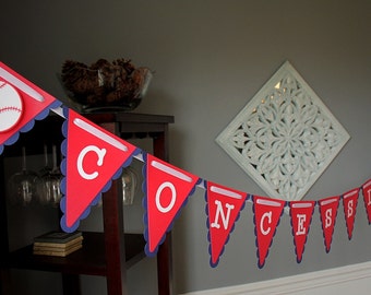 Baseball Party Concessions Banner