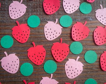Pink, Red, and Green Strawberry Birthday Party Baby Shower Confetti