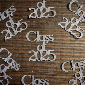 Silver Class of 2025 Graduation Confetti