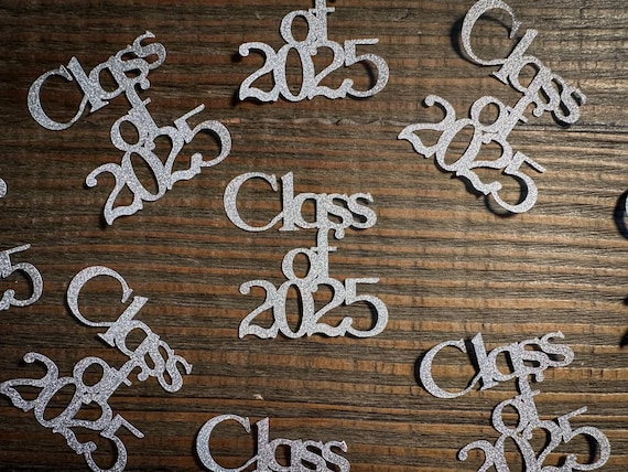 Silver Class of 2025 Graduation Confetti