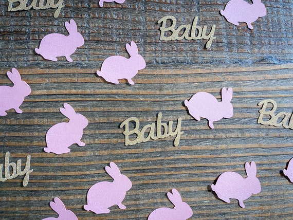 Pink and Gold Bunny Baby Shower Confetti