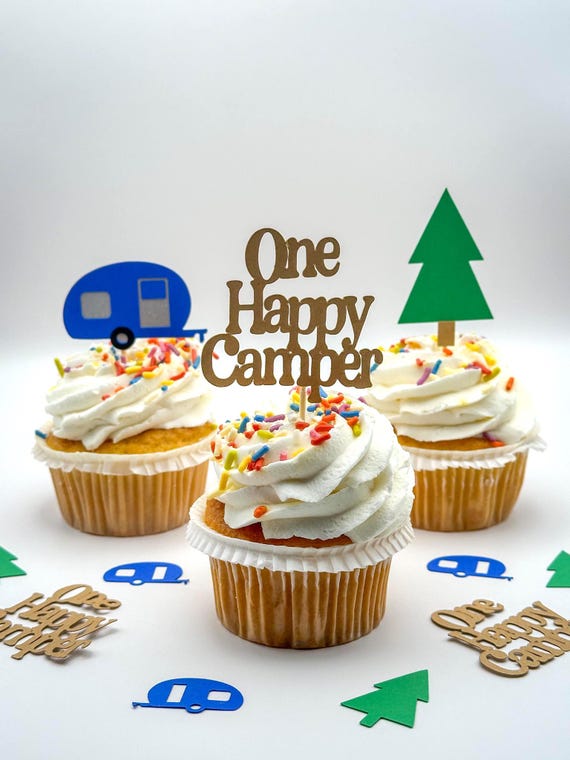One Happy Camper Cupcake Toppers – Set of 12