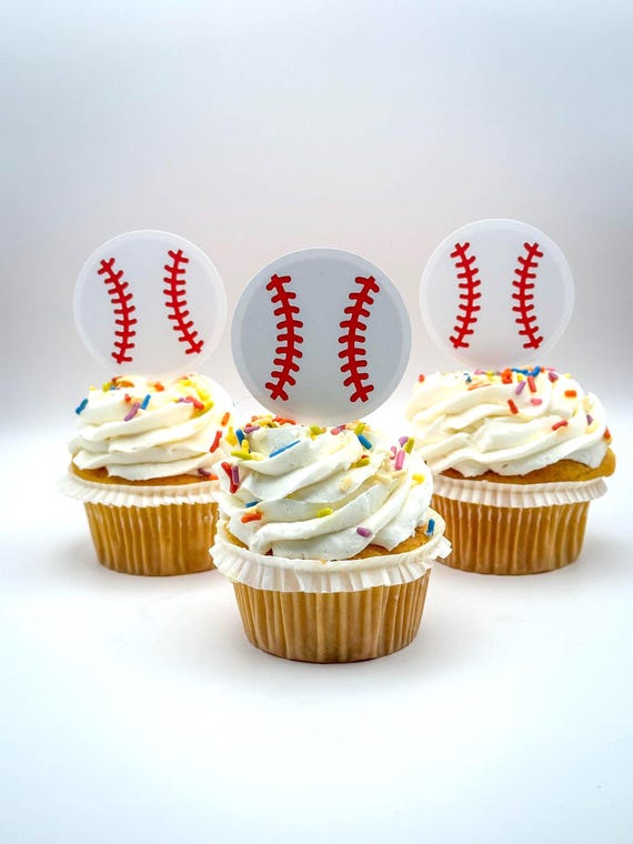 Baseball Cupcake Toppers – Set of 12