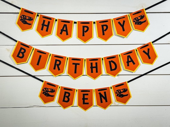 Personalized Dinosaur Happy Birthday Banner