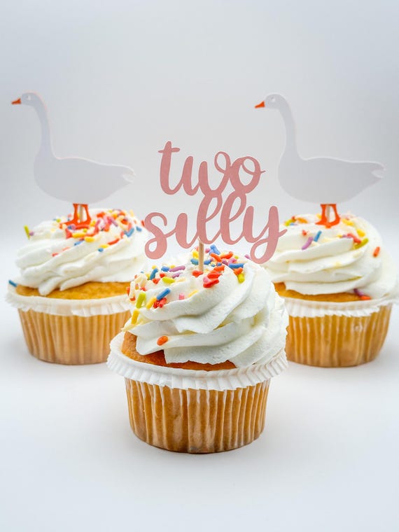 Two Silly Goose Party Cupcake Toppers - Set of 12
