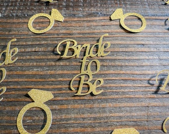 Gold Glitter Bride to Be Bridal Shower Confetti. Engagement Party Confetti.