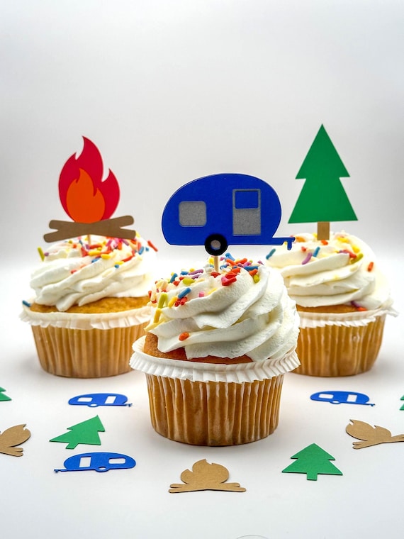 Camping Cupcake Toppers – Woodland Birthday Party Decor