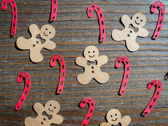 Candy Cane and Gingerbread Man Winter Party Confetti