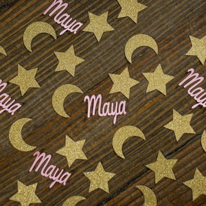 Personalized Pink and Gold Twinkle Twinkle Little Star Confetti