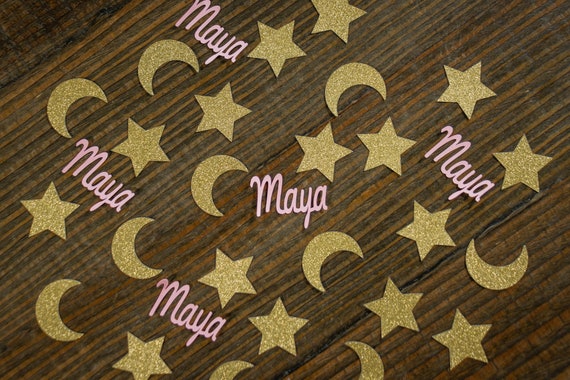Personalized Pink and Gold Twinkle Twinkle Little Star Confetti