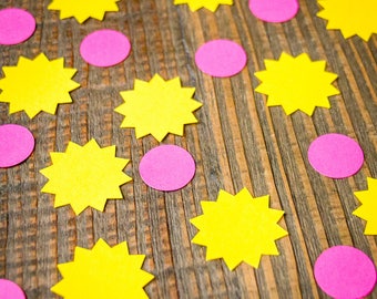 Pink and Yellow You Are My Sunshine Party Confetti