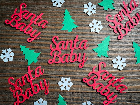 Santa Baby Confetti – 100-Piece Glitter Mix | Baby Shower, Gender Reveal, Pregnancy Announcement