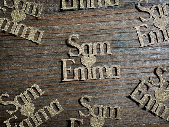 Personalized Two Name Engagement Confetti Gold Print