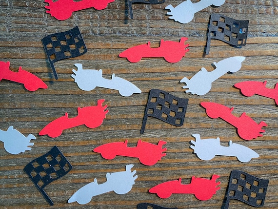 Red, White, and Black Race Car Birthday Party Confetti