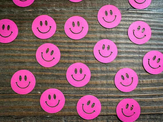 Bright Pink Smiley Face Party Confetti