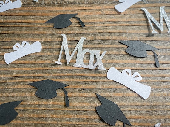 Silver Personalized 2025 Graduation Confetti with Diplomas