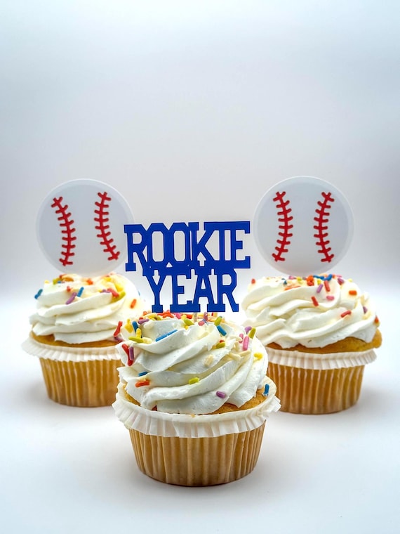 Baseball & Rookie Year Cupcake Toppers – Set of 12