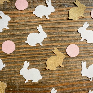 Pink, Gold, und Weiß Bunny Party Ostern Confetti