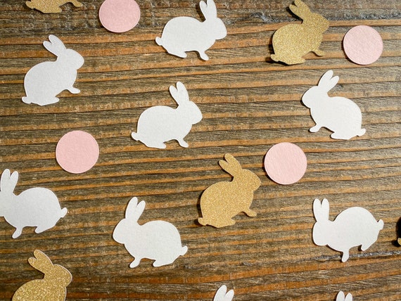 Pink, Gold, and White Bunny Party Easter Confetti