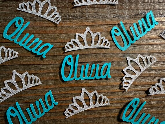 Personalized Silver Crown Princess Party Confetti