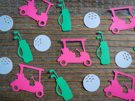 Pink Golf Confetti: Golf Cart, Bag, and Ball Party Decorations