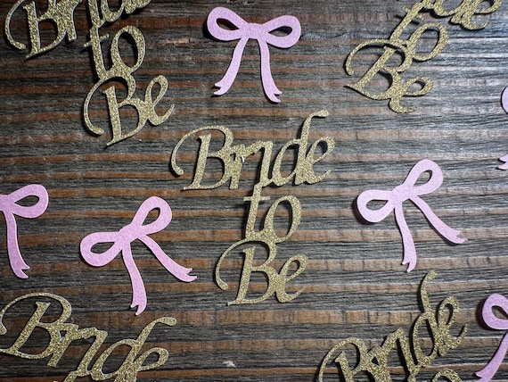 Pink Bow She's Tying the Knot Confetti with Gold Bride to Be