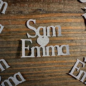 Silver Personalized Engagement Confetti with Two Names Print