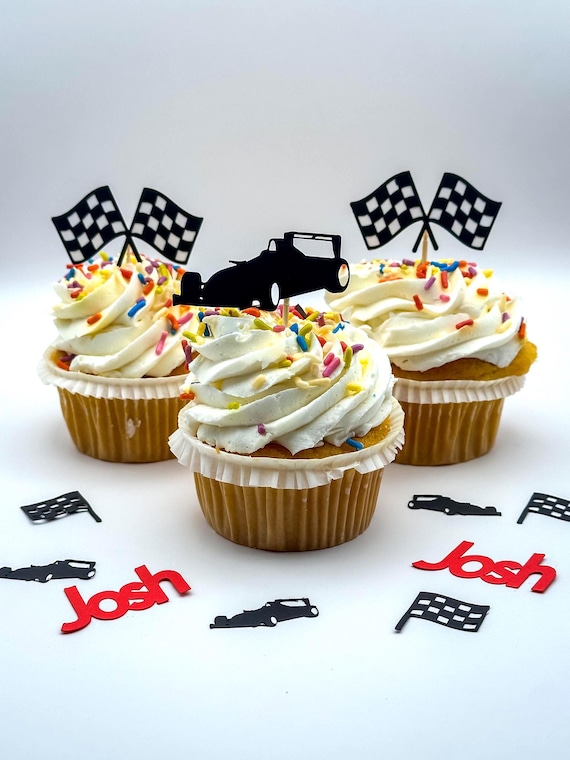 F1 Race Car Cupcake Toppers – Set of 12 – Racing Party Decorations
